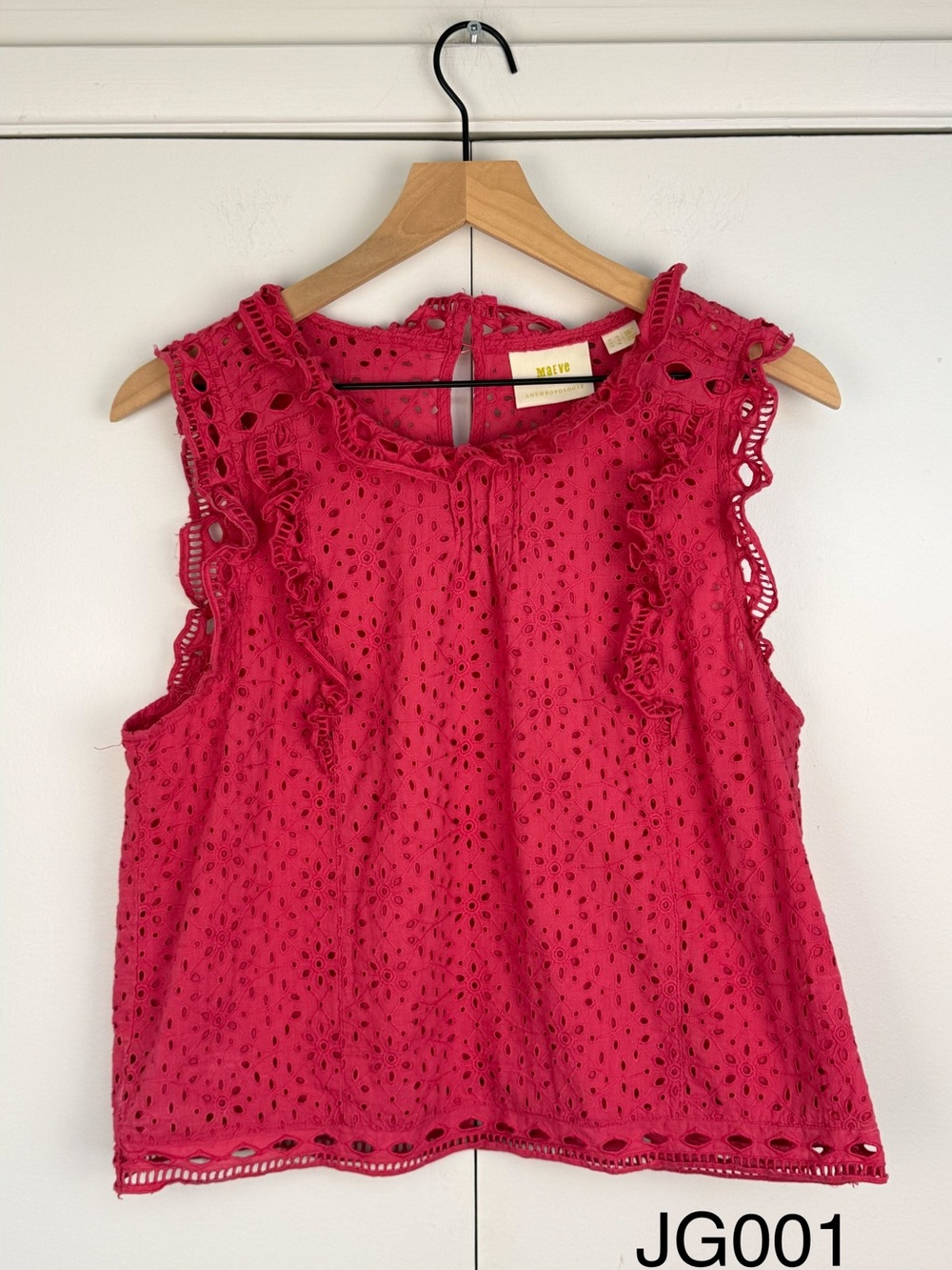 Anthropologie Maeve Tilly Eyelet Blouse Pink Size 8